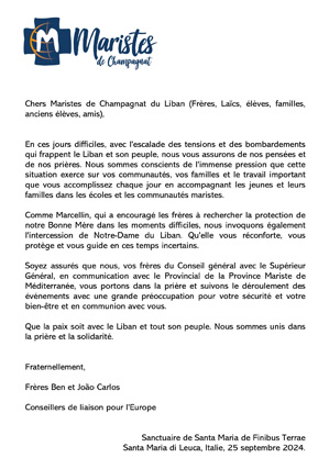 Lettre des Frères Ben et João Carlos 